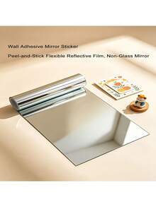 1 Roll Self-Adhesive Mirror Wall Sticker, Shatterproof And Washable, Suitable For Glass, Tile, Cabinet Doors And Smooth Surfaces. Modern Design Style, Segmented Design, Helps You Create Creative Home Decor And Mirror Wall Decoration Effects. - A - View 7