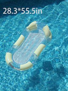 Flotador de piscina inflable con rayas pastel de 4 colores, lentejuelas transparentes y malla, tumbona de agua con soporte de malla para fiesta de piscina de verano - Multicolor - Ver 13