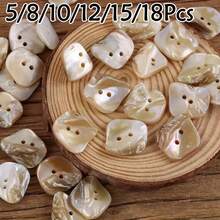 5/8/10/12/15/18Pcs Botones de Forma Asimétrica, Botones de Concha Natural con Dos Agujeros, Adecuados para Manualidades DIY, Accesorios de Ropa, Etc. - Multicolor - Ver 2