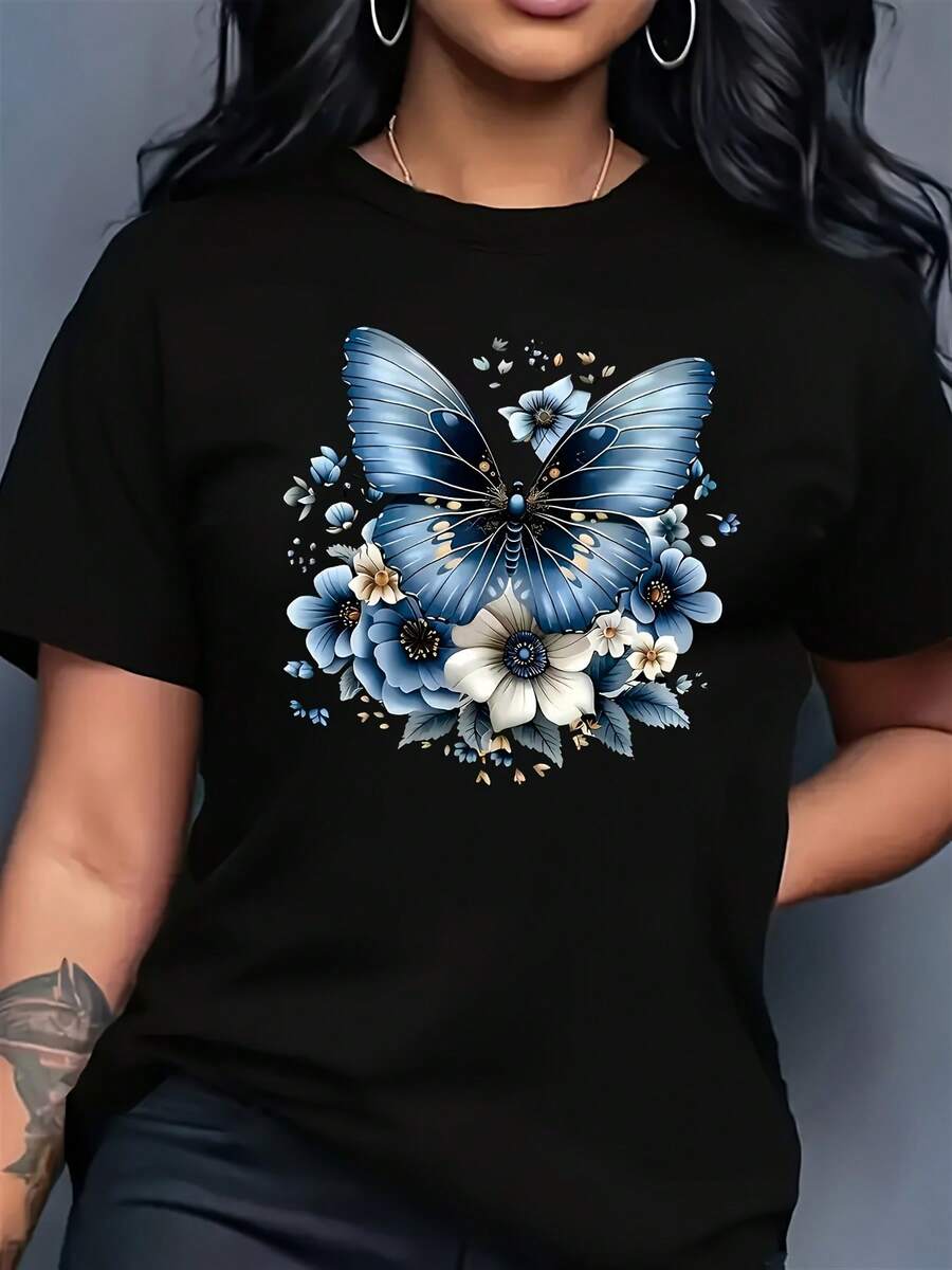 Creative And Fun Casual T-Shirts For Women - Black - View 1