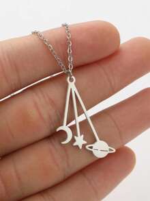1pc Stainless Steel Crescent Moon Necklace - XL919 - View 10