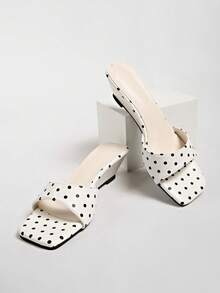 2026 Spring/Summer New Women's Faux Leather Mule Style Wedge Heel Open Back Sandals - White - View 7