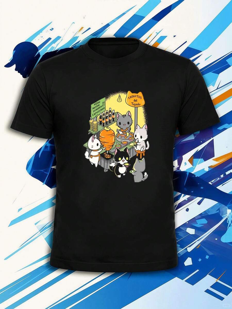 Men Plus Size T-Shirts - Black - View 1