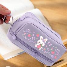 Cute Pencil Case,Desktop Storage Pencil Case, Large Capacity Design,Exquisite Printed With Multi-Layer Zipper Design,Back To School, First Day Of School - Multicolor - View 6