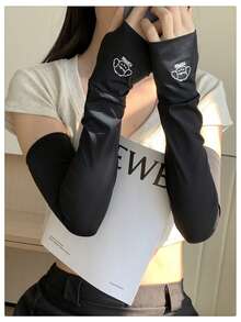 1 Pair Women's Summer Ice Silk Sun Protection Arm Sleeves, Loose Fit Cooling Arm Guards, Fashion Solid Color Driving Arm Covers, Plus Size Design, Suitable For Driving, Summer Daily Wear, Outings, Music Festivals, Can Be Paired With Gloves, Also Suitable For Parties And Other Occasions. Ice Silk Summer Sun Protection Women's Loose Arm Sleeves, Fashion Solid Color Driving Arm Covers - Multicolor - View 10