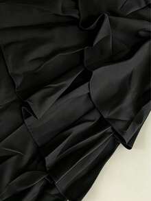 1pc Solid Color Ruffle/Frill Twist Multi-Layered Off-Shoulder Jumpsuit Summer Black - Black - View 4