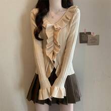Women Knit Tops - Apricot - View 4
