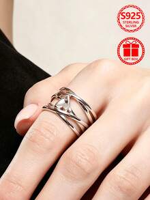 1pc Hollow Twisted Fish Tail 925 Sterling Silver Ring, Size 6-10 Available, Women's Daily Wear Valentine's Day Gift Choice, Comes With Gift Box - Silver - View 6