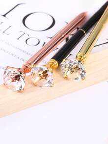 Rhinestone Large Crystal Shiny Metal Ballpoint Pen, Rose Gold Guest Signature Pen, Wedding Decor Supplies, Bridal Decor Supplies, Bachelorette Party Supplies, Wedding Table Decor. Gold Diamond Pen, Shiny Diamond Gemstone Pen, Decorative Gift, Large Diamond Pen Metal Ballpoint Pen Promotional Pen High-End Signature Pen Gift Pen Crystal Diamond Pen, Gift For Women Bridesmaids And Colleagues. - Multicolor - View 2