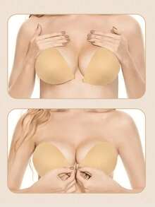 1 Pair Push-Up Self-Adhesive Bra, Reusable Strapless Front-Clasp Invisible Nipple Covers, Women's Lingerie And Underwear Accessories - Multicolor - View 3
