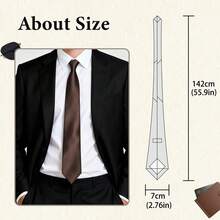 1 Stück Herren einfarbige Krawatte, vielseitiges dekoratives Accessoire, geeignet für Party, Urlaub, Arbeit, Hochzeit und andere Anlässe, Krawattenbreite 7cm - Braun - Übersicht 5