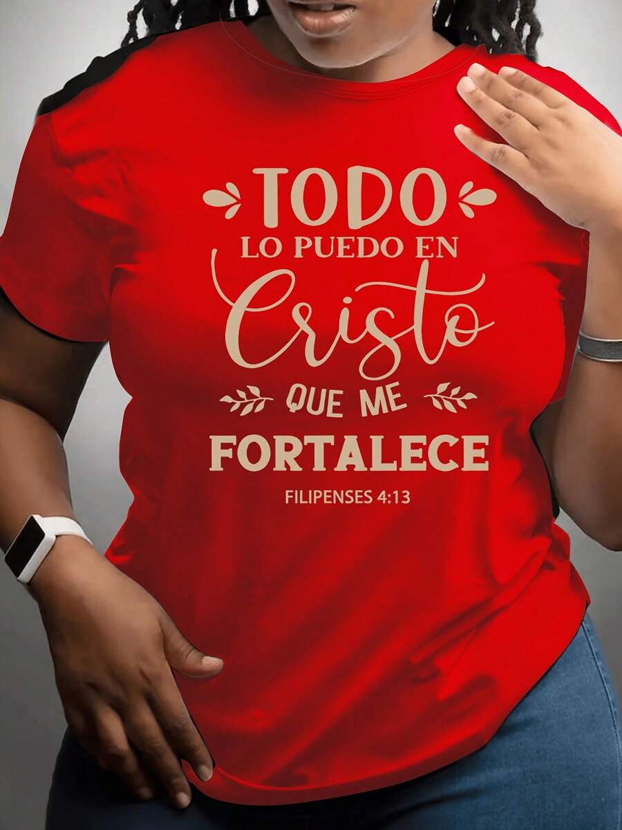 Women's Plus Size Casual T-Shirt - [Red] - View 1
