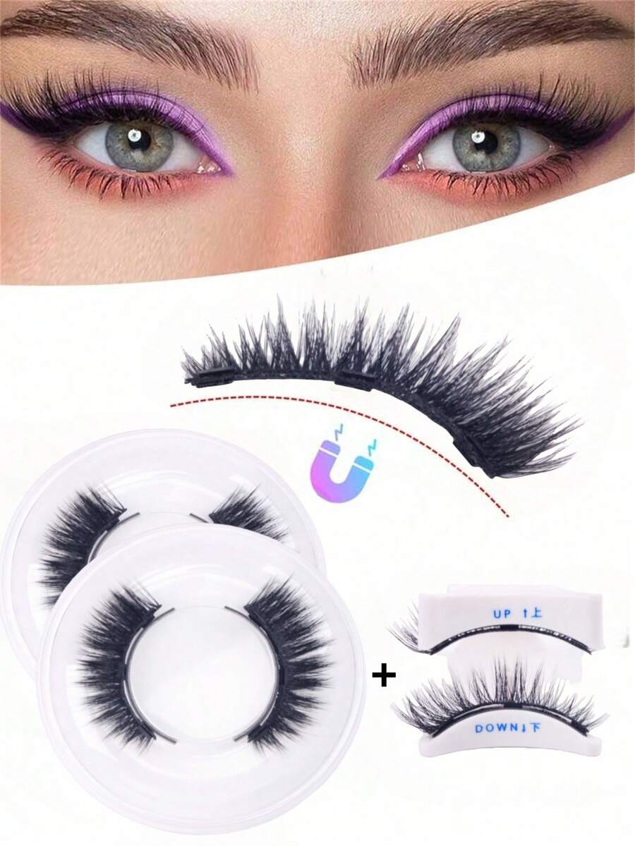 1 Cặp Lông Mi Giả Nam Châm Tái Sử Dụng, Không Cần Keo, Lông Mi Nam Châm 3D Tự Nhiên, Dụng Cụ Trang Điểm Di Động, Dụng Cụ Gắn Lông Mi 3 Bước - Đen và trắng - Xem 1