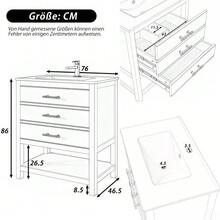 وحدة حمام بيضاء مع حوض سيراميك - وحدة حمام قائمة بذاتها مع درجين ومقصورة مفتوحة، لوحة MDF مطلية باللك عالي الجودة، مقابض ذهبية، بدون صنبور أو تصريف - أبيض - مشاهدة 5