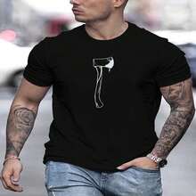 Camiseta para Hombre Hacha Minimalista, Cómoda y Transpirable, Ideal para Dise?os Grunge, Uso Casual y Regalos - Negro - Ver 2