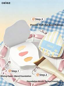 OEIEZ 6pcs Korean Style Makeup Set, Triangle Foundation Brush, Multiple Makeup Sponges, Disposable Color Mixing Paper, Portable Travel Makeup Kit - Multicolor - View 8