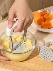 1 pieza Prensa para Puré de Papas con Malla Precisa, Machacador Manual de Plástico Grueso, Diseño Ergonómico para Uso Fácil en la Cocina - Blanco - Ver 3