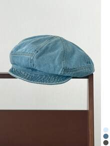 Gorra de niño de periódico lavada vintage, gorro de nube extragrande que adelgaza el rostro para mujeres, boina octogonal artística de estilo callejero Ins, gorro de pintor desgastado, circunferencia de cabeza grande, gorra holgada versátil con ala suave, estilo de diseñador, atuendo casual, gorra de béisbol retro de nicho - Multicolor - Ver 11