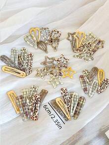 24/12pcs/Set Maillard Brown Hair Clip Combination, Vintage Mixed Style Hair Accessories, Suitable For Campus Preppy Style And Floral Dresses, Full Of Atmosphere, Sweet And Cute Hair Accessories - Suitable For Girls And Teenagers, Perfect For Daily, School, Vacation, Commuting, Photography, Etc. - Multicolor - View 7