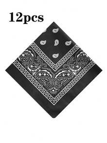 12pcs Fashion Paisley Pattern Square Handkerchiefs Unisex Versatile Accessories DIY Headscarf Hair Tie Scarf All Seasons - Multicolor - View 13