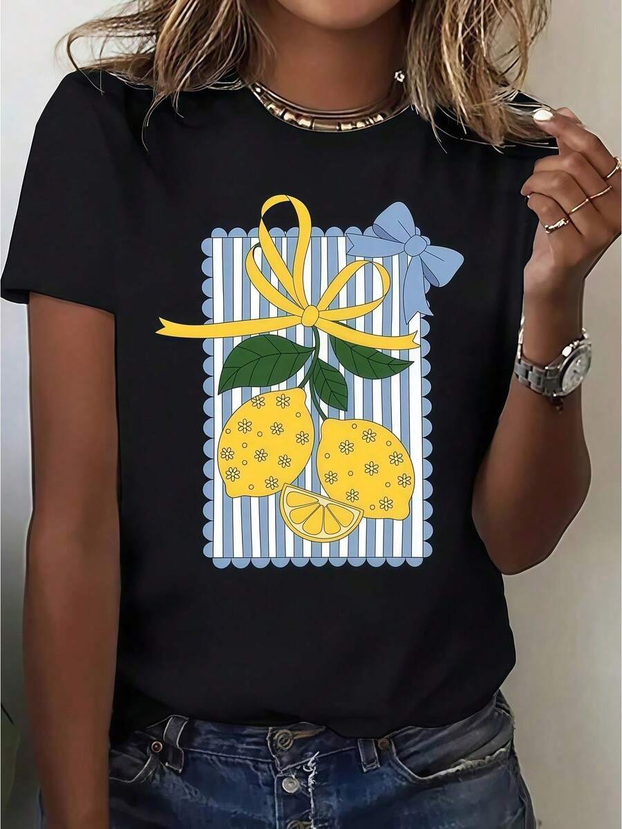 Playera Mujer Algodón Lavado Elástico Hombro Caído Corte Informal, Estilo Urbano Minimalista para Jogging - Negro - Ver 1