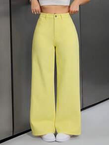 ICON Simple And Simple Women's Jeans For Everyday Wear - Light Yellow - View 1