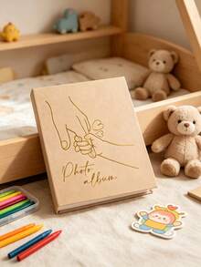 1pc Large 18x23cm / 4x6 Inch Photo Album With 3 Exquisite Embossed Gold Foil Patterns: Flying Birds, Hearts And Holding Hands - Multicolor - View 5