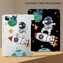 太空人、火箭、星星與雷達圖案彩繪效果平板保護殼附支架，適用於 Honor 8/9/10/X8/X8A/X9/X8Pro/X9Pro、MatePad SE 11 吋/MatePad 11 吋/11.5 吋、MatePad Pro、Apple 10代/11代 2025 (A16)、Galaxy Tab A7/A9 及其他熱門機型 - 彩色 - 查看 6