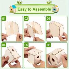 6pcs Natural Wood Bird Nest Decor, Smoothly Polished Easy Assembly, Unique Design Suitable For Garden Greenery Landscaping, Can Be Hung For Decoration With Hand-Painted Colors, Perfect For Gardening Scenery And Gift Giving - Multicolor - View 4
