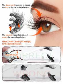 MAANGE 1套 C捲狐狸眼磁吸假睫毛套組，附磁吸睫毛夾，10-14mm，接睫毛效果，自然妝感免膠水，3D自然捲軟翹逼真睫毛，放大眼睛，蓬鬆交叉款，優雅易佩戴，便攜包裝，適合旅行、日常、派對等，假睫毛，接睫毛 - 自然纖長款 - 查看 9