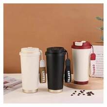 Stylish Insulated Travel Coffee Mug Double Wall Stainless Steel Vacuum Flask Reusable Portable Drinkware - Cerámica blanca - Ver 4