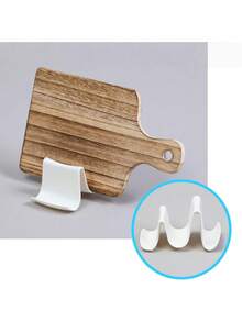 1pc PP Material Spoon Rest, Creative Wave Design Kitchen Countertop Spoon Holder - White - View 5