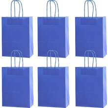 24 Stück rosa Papiertüten 16x22x8cm Geschenktüten Tragetaschen Einkaufstüten DIY Geburtstags-Party Verpackungsmaterial - Dunkelblau - Übersicht 12