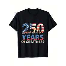 [Camiseta de Algodón Talla Europea]Camiseta del 250º Aniversario (1776-2026) - Resistente y duradera, 250 años de amor excepcional. - Negro - Ver 2