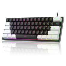 MageGee TS91 60% Compact Wired Keyboard 61 Keys RGB Backlit Small Portable Office Computer Membrane Keyboard Compatible With Windows PC Laptop Gamers White/Black - Black - View 9