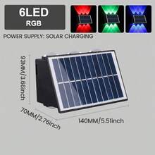Luz Solar de pared, iluminación arriba y abajo, luces solares para valla al aire libre, lámpara de pared impermeable para patio, garaje, pasarela, decoración de porche - 6 LED RGB - Ver 2