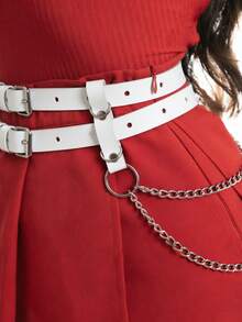 1pc Women's Sexy White Gothic Belt Chain Decor Punk Style Suitable For Daily Wear Holiday Party Outfit Matching - White - View 5