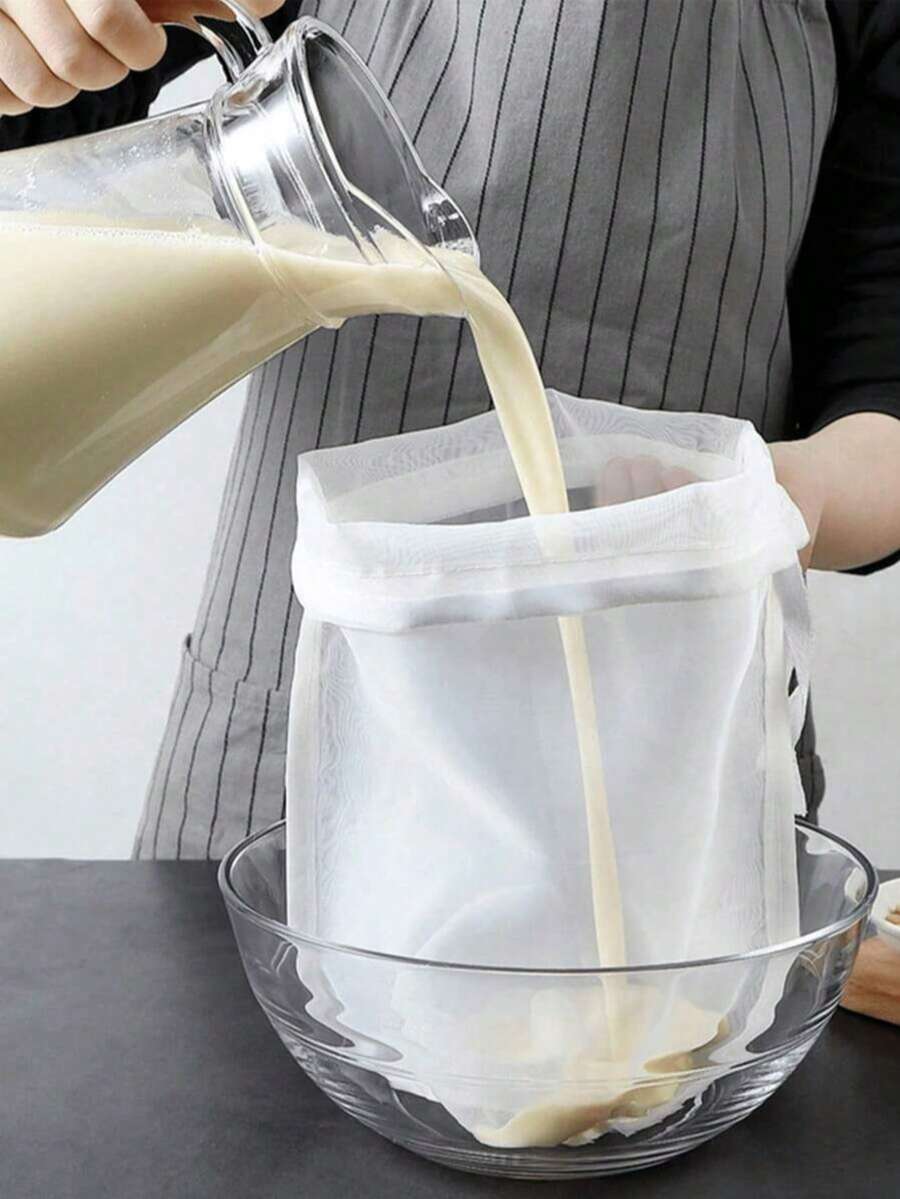 食品擠壓濾渣袋 餃子餡料過濾布 適用葡萄酒、豆漿、殘渣、果汁、蔬菜 超細網 - 白色 - 查看 1