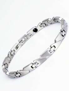 Unisex Minimalist Geometric Rhombus Link Bracelet, 2 Colors Waterproof Adjustable Daily Wear Accessory Gift - Silver - View 1