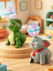 Mainan Gajah dan Dinosaurus Anak-Anak, Elektrik, Dapat Bernyanyi, Menari, dan Berputar, Cocok untuk Anak Laki-Laki dan Perempuan, Dilengkapi Lampu dan Fungsi Edukatif - MultiWarna - View 2