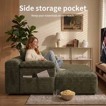 48.8'' Oversized Cloud Sectional Sofa Bed – Double Lounge Chaise With Boneless Fluffy Design, Plush Cushions & No Assembly Required, Modern Sleeper Loveseat For Small Spaces, Living Room, Apartment, Movie Night - màu xanh lá - Xem 4
