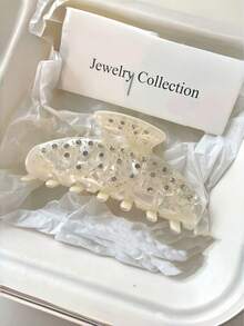 2 piezas de pinzas para el cabello con patrón de mármol de acrílico y strass, pinzas de garra con textura de concha iridiscente e incrustaciones de cristal, accesorios elegantes para el cabello de uso diario para niñas - Multicolor - Ver 7