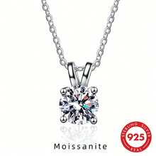 1 Carat Round Moissanite Pendant Necklace, 925 Sterling Silver Rabbit Design, Suitable For Women's Daily Wear, Comes With Gift Box - One 1CT - View 1