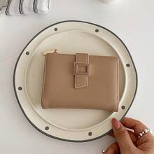 Korean Style Square Buckle Minimalist Women's Short Wallet, Multifunctional Card Holder, Foldable, Multiple Card Slots, Large Capacity - Multicolor - View 1