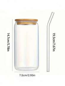 1 pièce Chope à bière en verre transparent avec paille, tasse à café glacé, jolie tasse à eau, convient pour le whisky, le soda, le thé, l'eau, fournitures scolaires - Multicolore - Voir 15