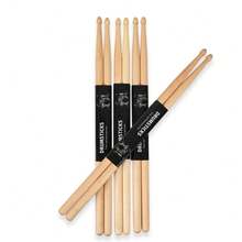 1 Pair Natural Wood Drumsticks, Solid Wood With Fine Polished Texture, Sturdy And Durable For Daily Practice, Rehearsal And Stage Performance, Convenient Storage, Suitable For Beginners Or As A Gift For Drum Enthusiasts - Multicolor - View 2