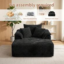 VerdeCore 48" Oversized Single Cloud Sofa Bed, Deep Seat Cushion, No Assembly Required, Boneless Fluffy Couch With Plush Cushions, Modern Sleeper Loveseat For Living Room, Bedroom, Small Spaces, Apartment, Movie Night - 黑色 - 查看 5