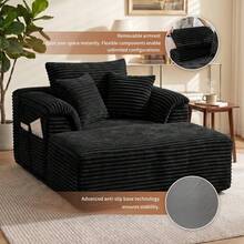 VerdeCore 48" Oversized Single Cloud Sofa Bed, Deep Seat Cushion, No Assembly Required, Boneless Fluffy Couch With Plush Cushions, Modern Sleeper Loveseat For Living Room, Bedroom, Small Spaces, Apartment, Movie Night - 黑色 - 查看 8