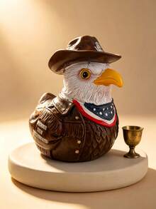 1pc American Figurine With Cowboy Hat & Patriotic Scarf, Unity & Strength Decorative Statue For Desk Home Office Library Vintage Collectible Gift - A - View 4