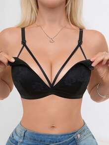 Hart & Haze French Floral Lace Nursing Bra With Thin Double Shoulder Straps For Pregnant Women - Black - View 7